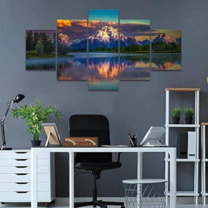 Mountain Grand Teton Canvas Paintings Posters-Original Frame