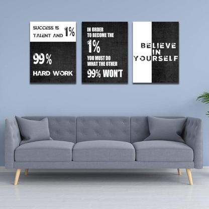 Inspirational Wall Art Canvas Set For Motivation And Success-Original Frame