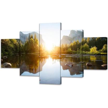 Mountain Grand Teton Canvas Paintings Posters-Original Frame