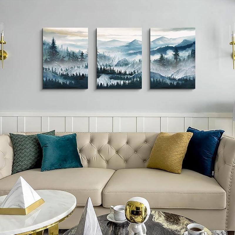 Abstract Mountain Forest Landscapes Canvas Wall Art Set-Original Frame