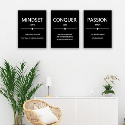 Inspirational Wall Art Canvas Set For Motivation And Success-Original Frame