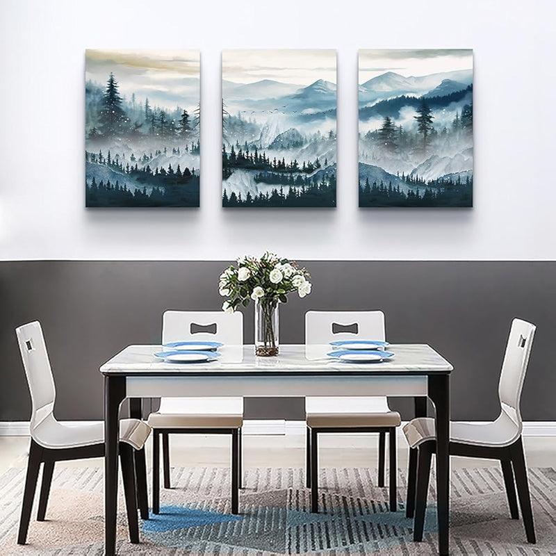 Abstract Mountain Forest Landscapes Canvas Wall Art Set-Original Frame