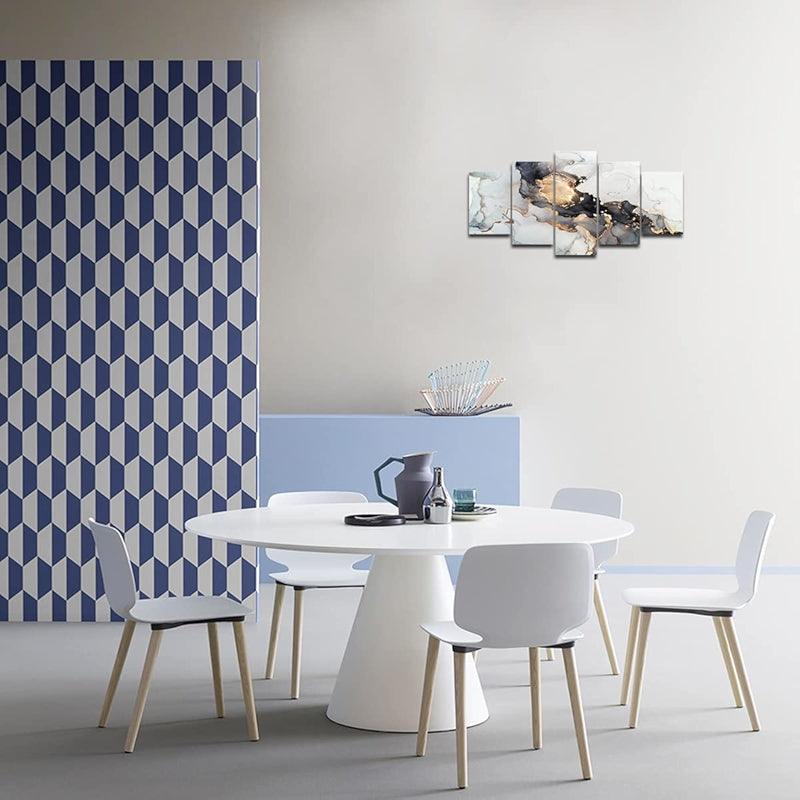 Abstract Texture Wall Art Painting Black And Golden Marble-Original Frame