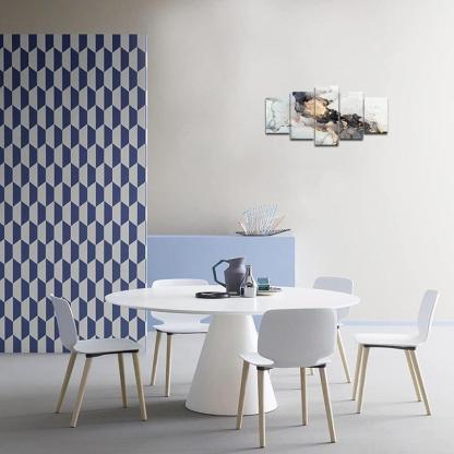 Abstract Texture Wall Art Painting Black And Golden Marble-Original Frame