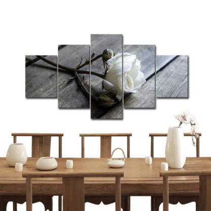 5 Pieces Floral Canvas Prints Wall Art Set-Original Frame
