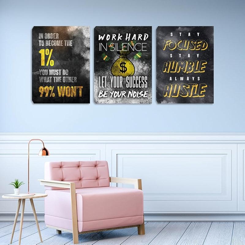 Inspirational Wall Art Canvas Set For Motivation And Success-Original Frame