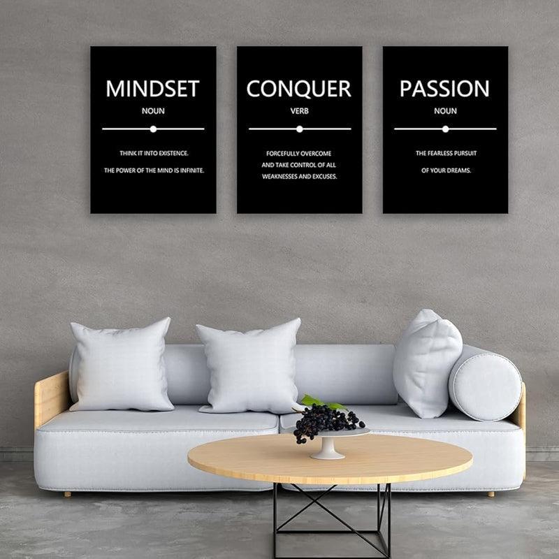 Inspirational Wall Art Canvas Set For Motivation And Success-Original Frame