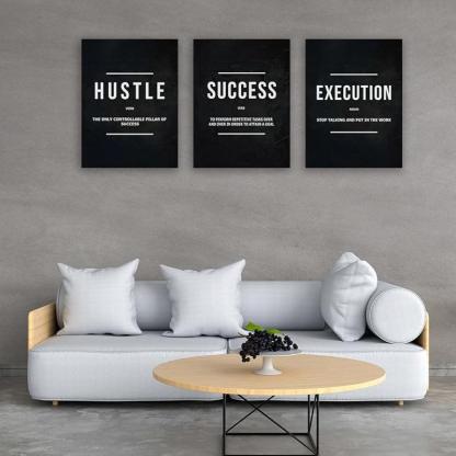 Inspirational Wall Art Canvas Set For Motivation And Success-Original Frame