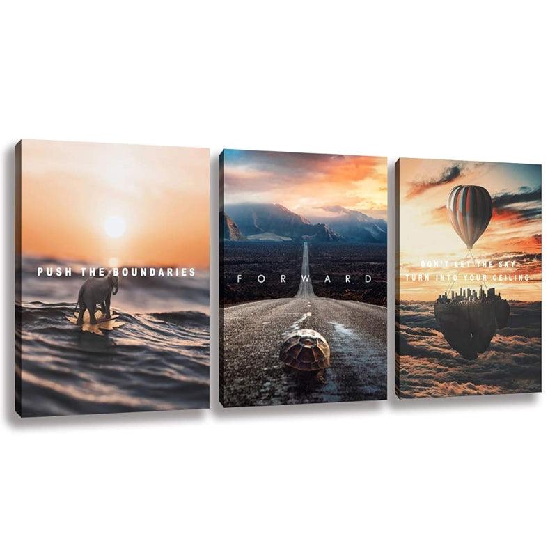 Inspirational Wall Art Canvas Set For Motivation And Success-Original Frame