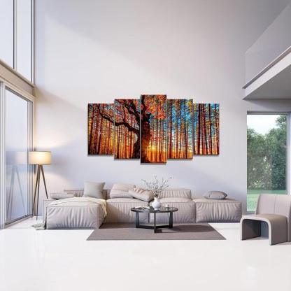 Large Canvas Art Set Featuring Autumn Landscape Wall Decor-Original Frame