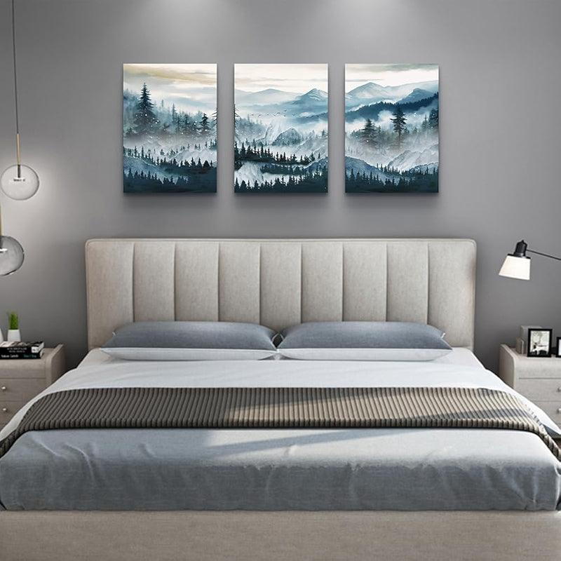 Abstract Mountain Forest Landscapes Canvas Wall Art Set-Original Frame