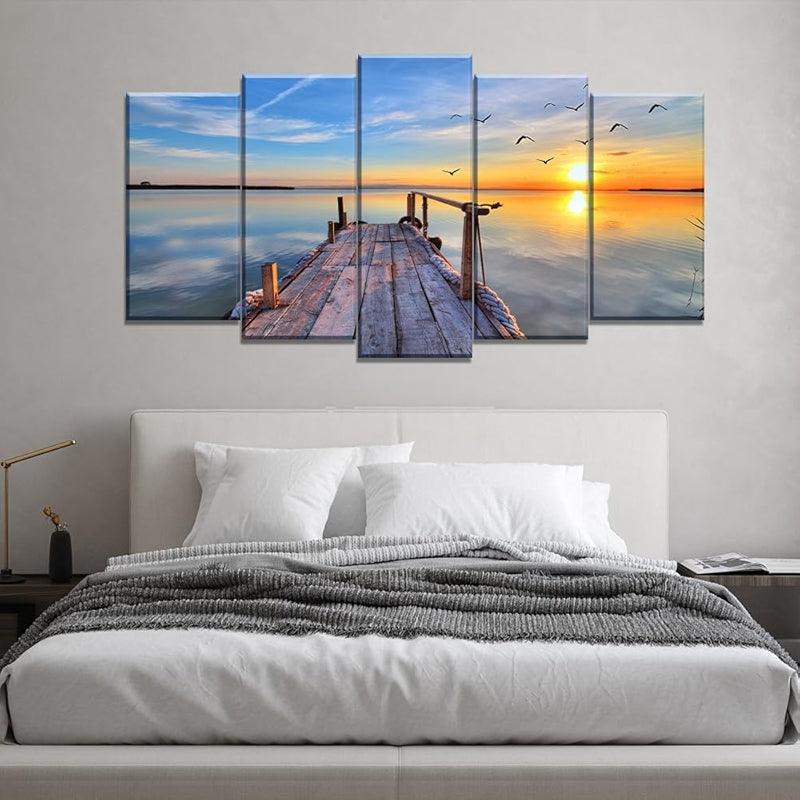 Large Canvas Art Set Featuring Autumn Landscape Wall Decor-Original Frame