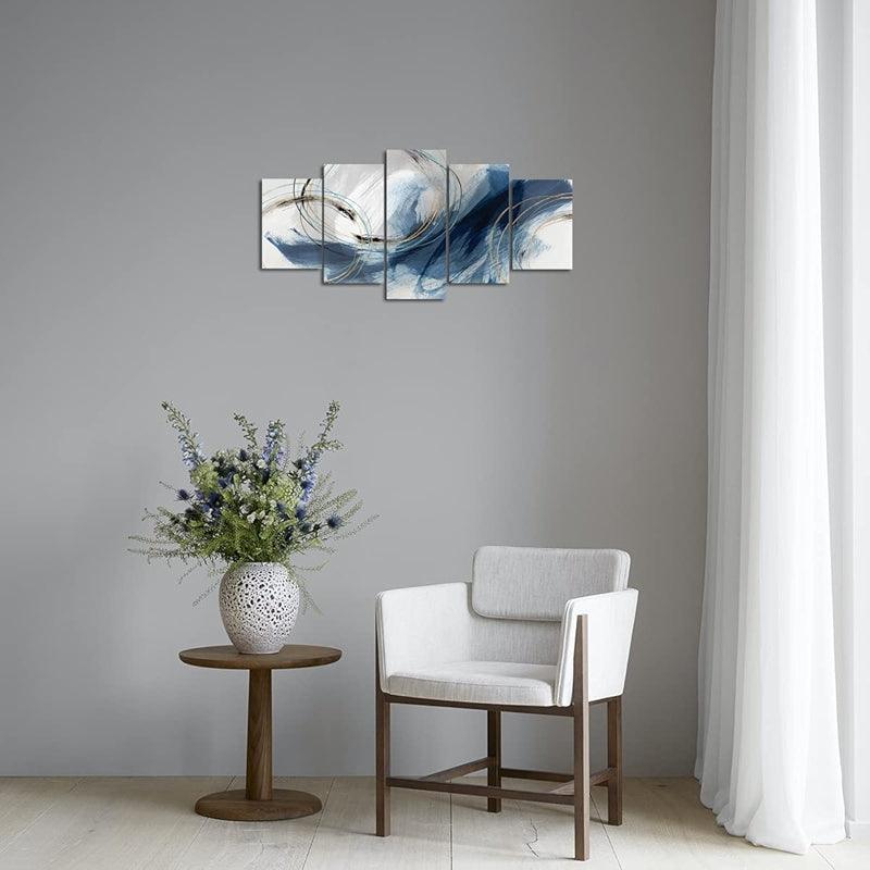 Abstract Texture Wall Art Painting Black And Golden Marble-Original Frame