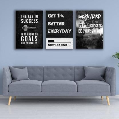 Inspirational Wall Art Canvas Set For Motivation And Success-Original Frame