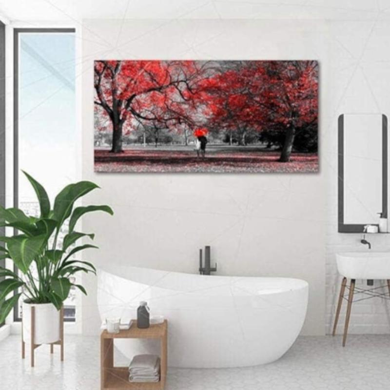 Umbrella Walk And Sea Wall Art-Original Frame