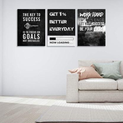 Inspirational Wall Art Canvas Set For Motivation And Success-Original Frame