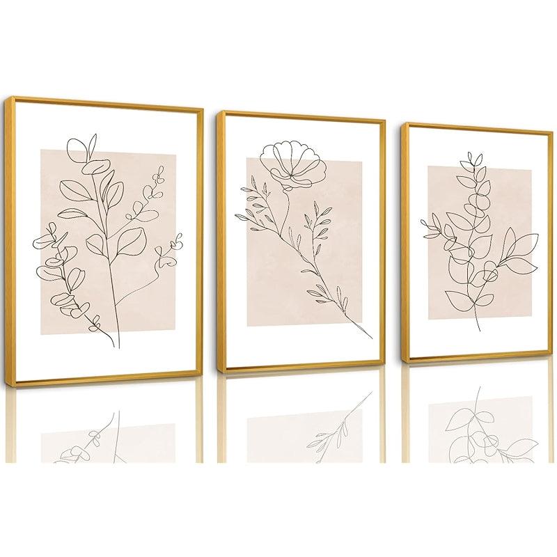 Boho Framed Canvas Wall Art Set Abstract Geometric Decor-Original Frame