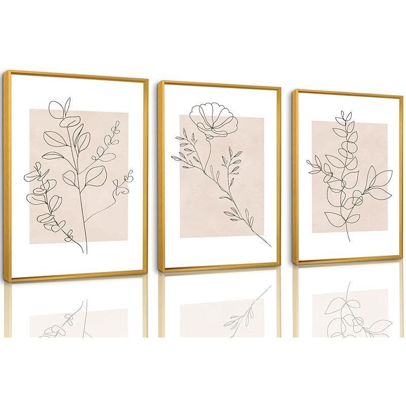Boho Framed Canvas Wall Art Set Abstract Geometric Decor-Original Frame