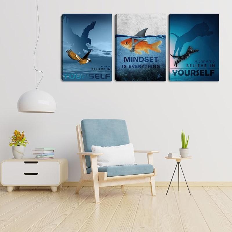 Inspirational Wall Art Canvas Set For Motivation And Success-Original Frame