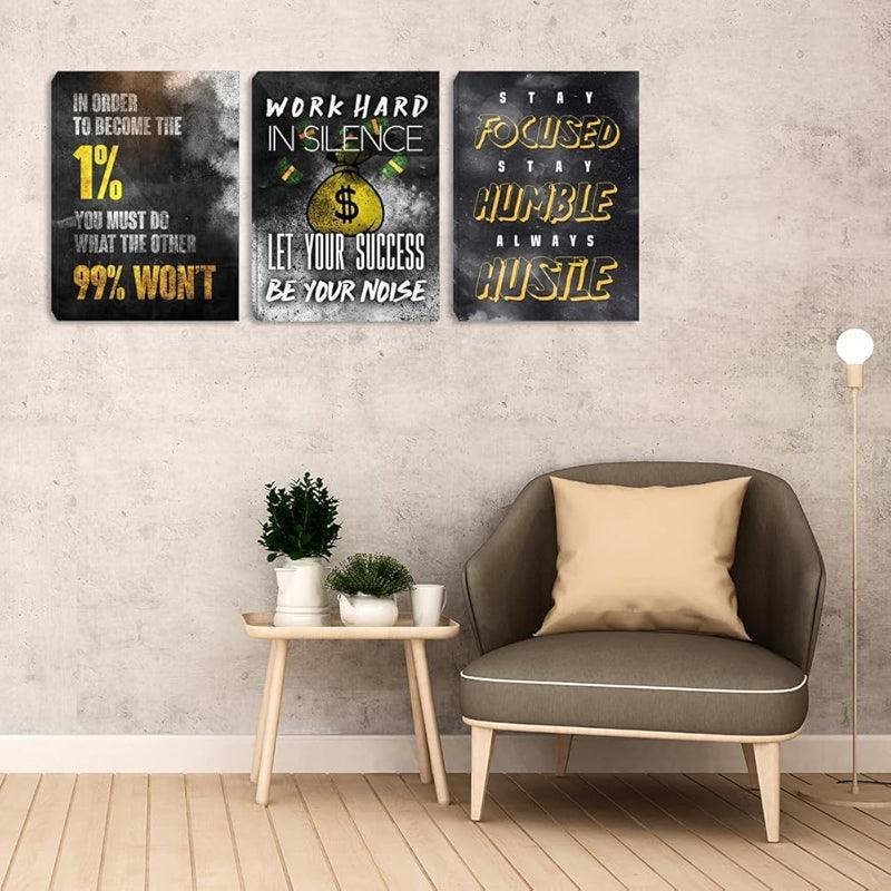 Inspirational Wall Art Canvas Set For Motivation And Success-Original Frame