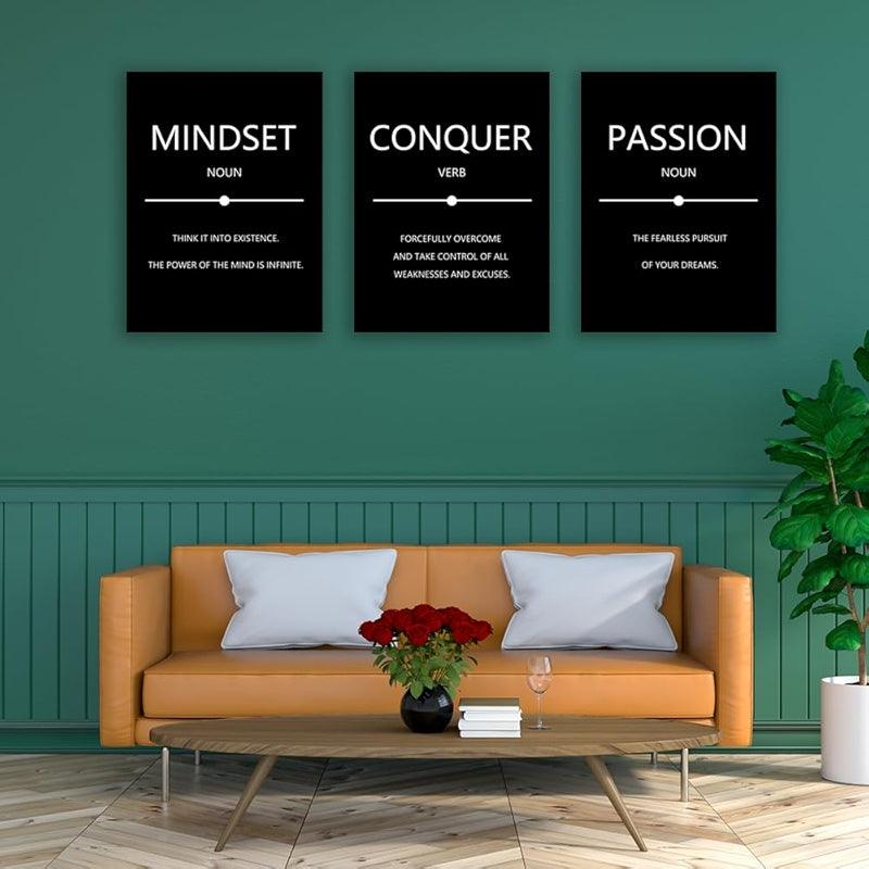 Inspirational Wall Art Canvas Set For Motivation And Success-Original Frame
