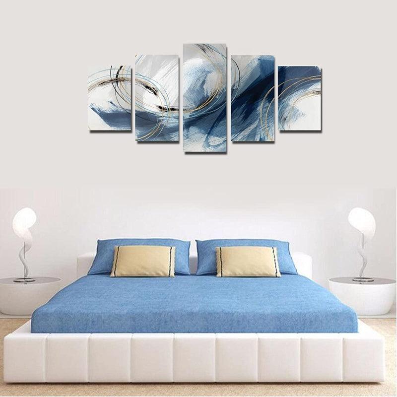 Abstract Texture Wall Art Painting Black And Golden Marble-Original Frame