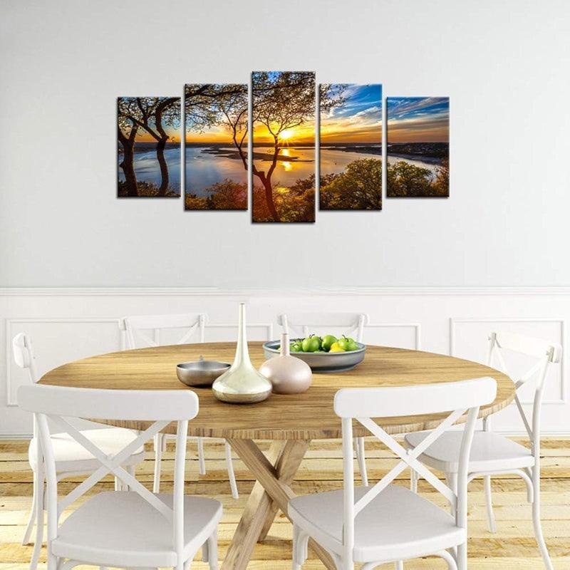 Sunset Over Lake Travis Canvas Wall Art-Original Frame