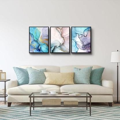 Farmhouse Canvas Wall Art Aurora Scenery Painting Set Of Three-Original Frame