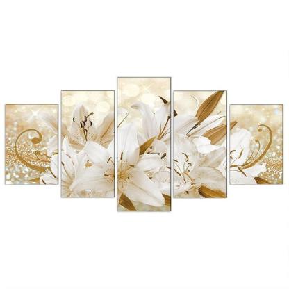 Orchid Flowers Canvas Print Abstract Floral Artwork-Original Frame