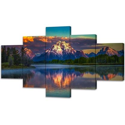 Mountain Grand Teton Canvas Paintings Posters-Original Frame