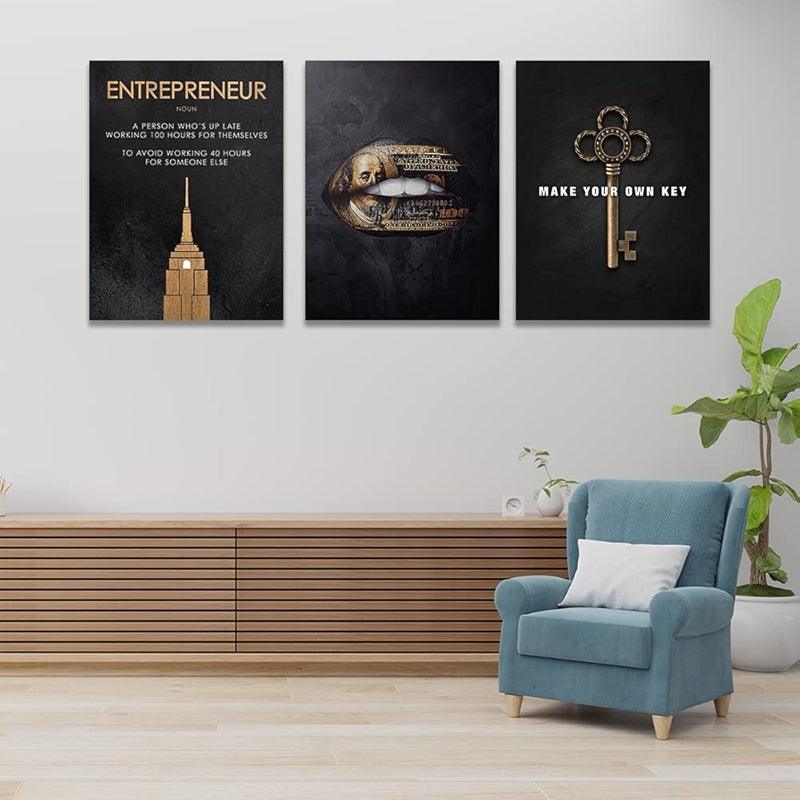 Inspirational Wall Art Canvas Set For Motivation And Success-Original Frame