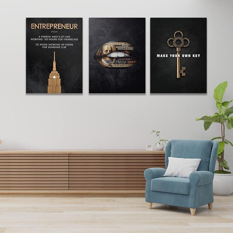 Inspirational Wall Art Canvas Set For Motivation And Success-Original Frame