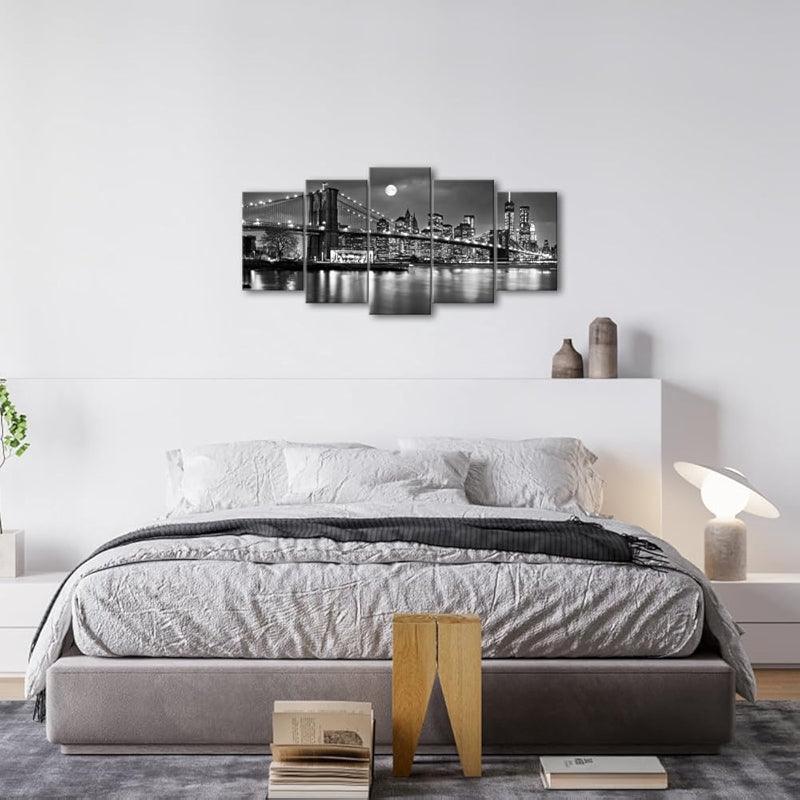 Brooklyn Bridge Full Moon Canvas Wall Art Set-Original Frame