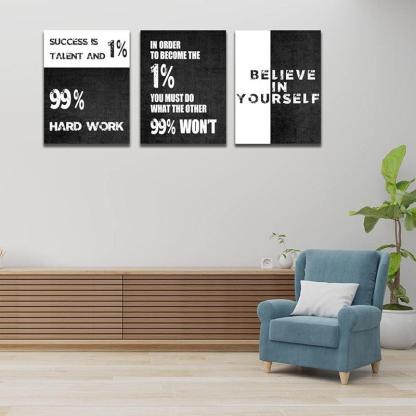 Inspirational Wall Art Canvas Set For Motivation And Success-Original Frame