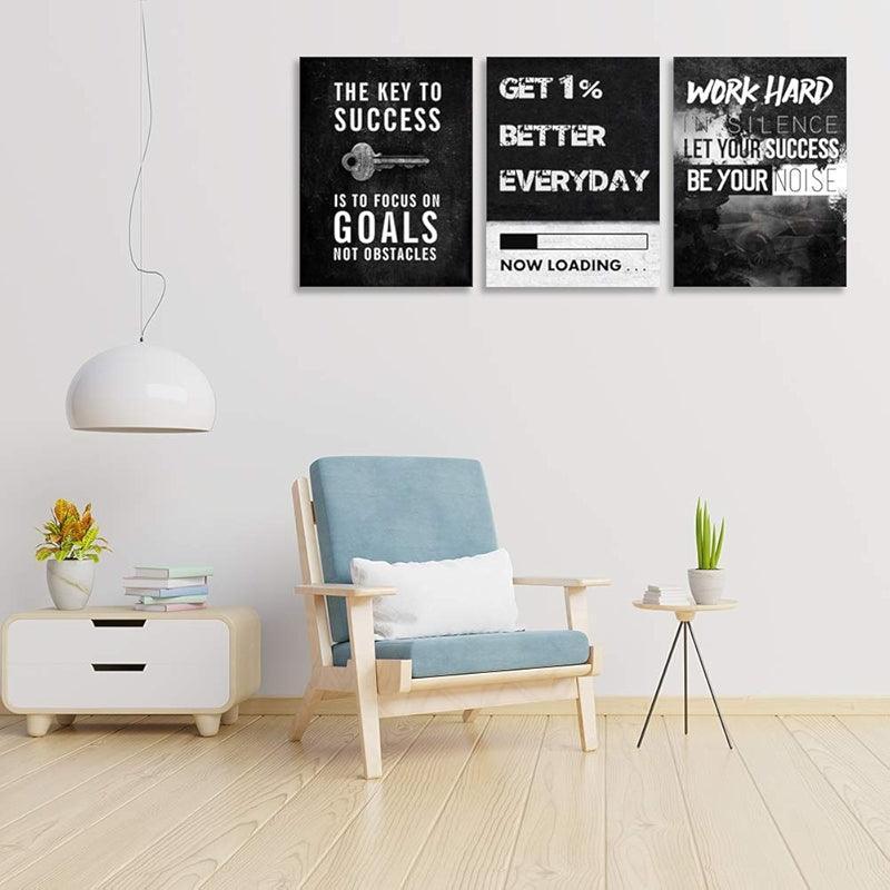 Inspirational Wall Art Canvas Set For Motivation And Success-Original Frame