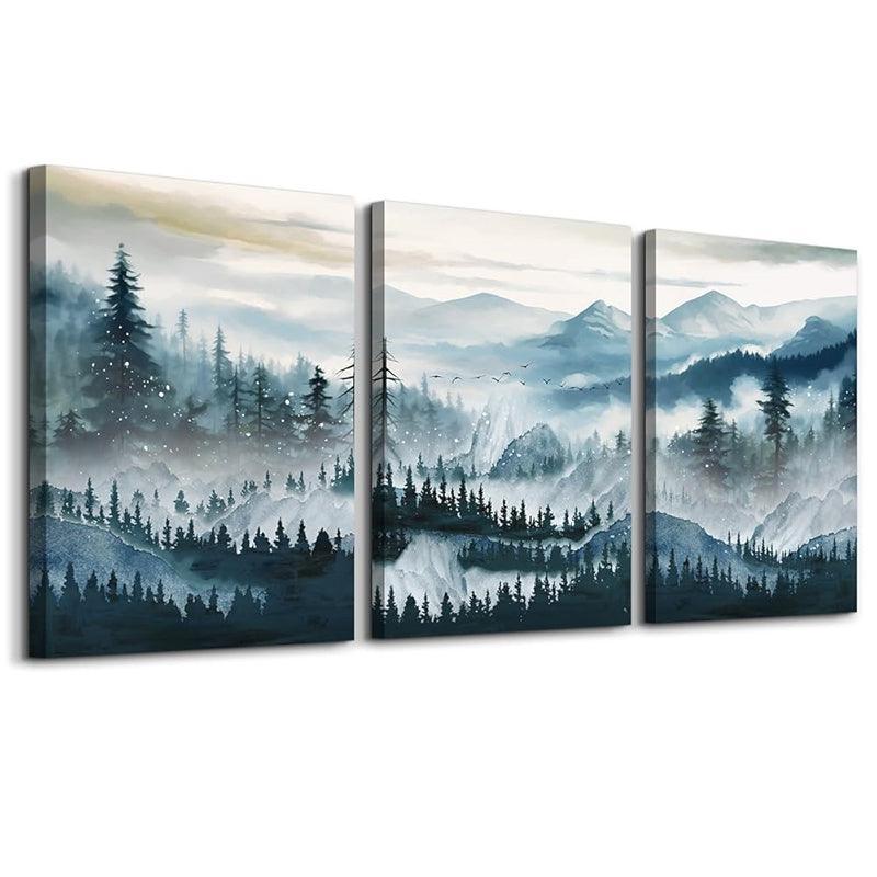 Abstract Mountain Forest Landscapes Canvas Wall Art Set-Original Frame