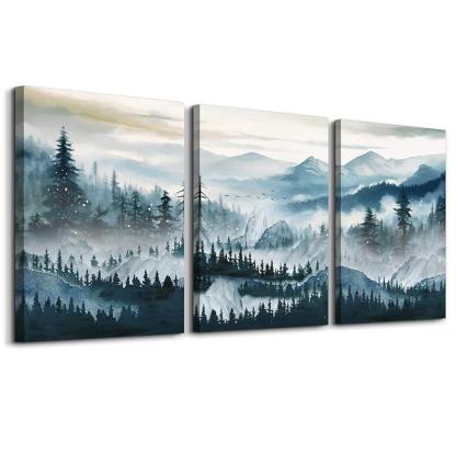 Abstract Mountain Forest Landscapes Canvas Wall Art Set-Original Frame