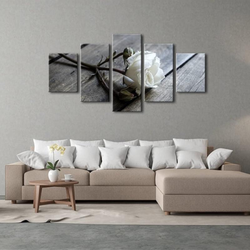 5 Pieces Floral Canvas Prints Wall Art Set-Original Frame