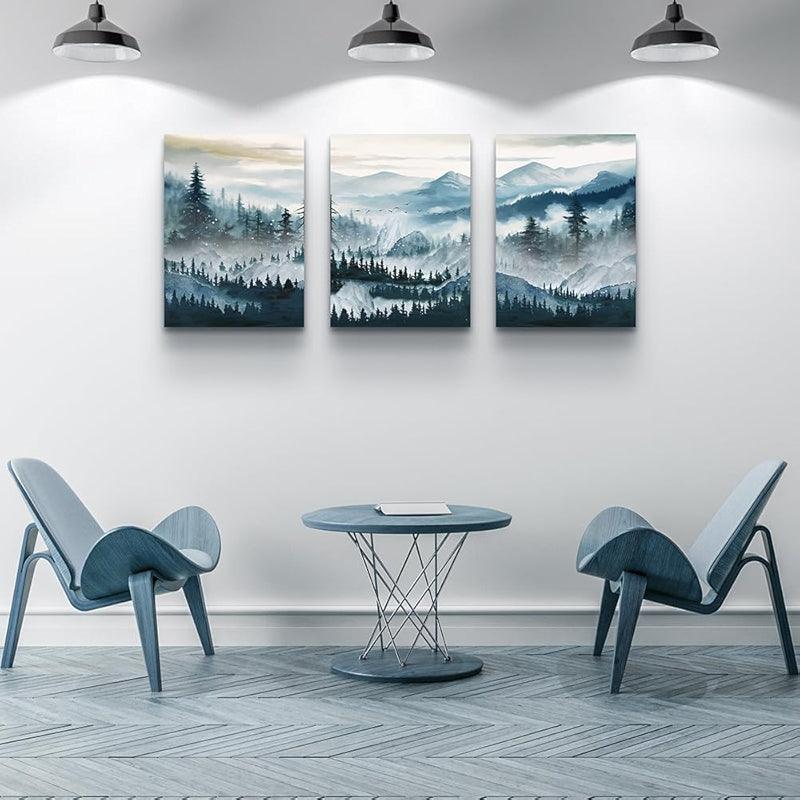 Abstract Mountain Forest Landscapes Canvas Wall Art Set-Original Frame