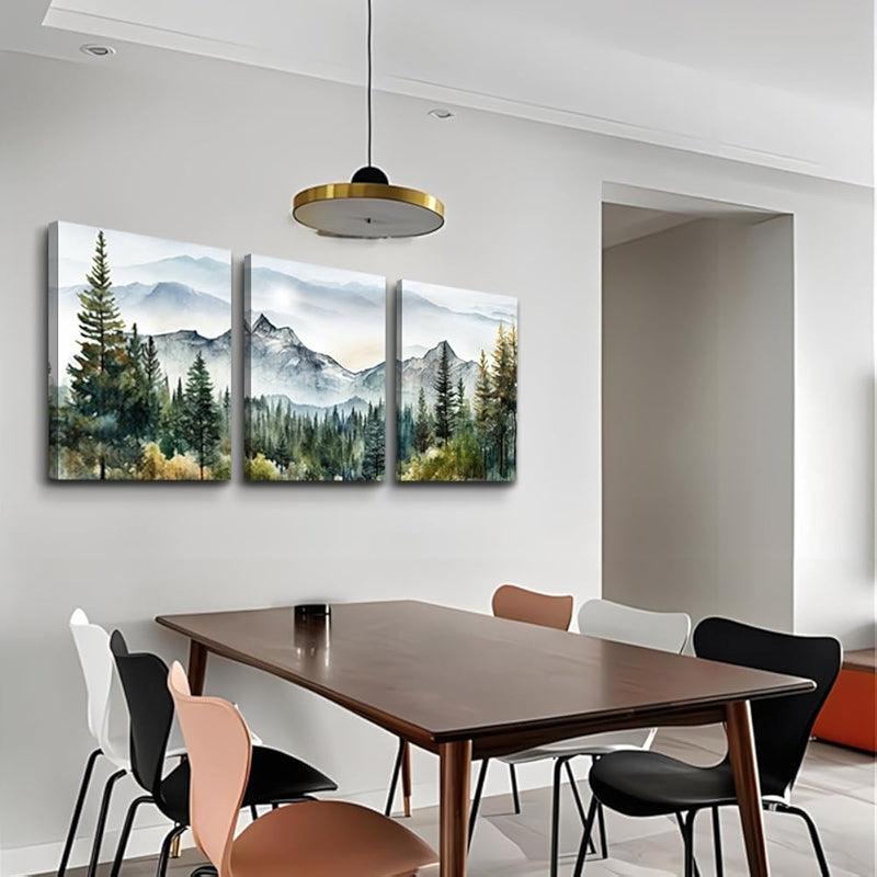 Abstract Mountain Forest Landscapes Canvas Wall Art Set-Original Frame