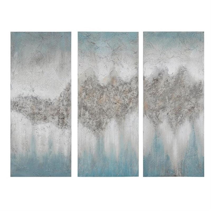 3 Pieces Textured Abstract Canvas Wall Art-Original Frame