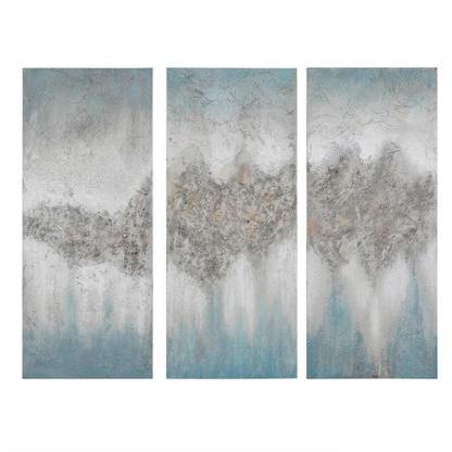 3 Pieces Textured Abstract Canvas Wall Art-Original Frame
