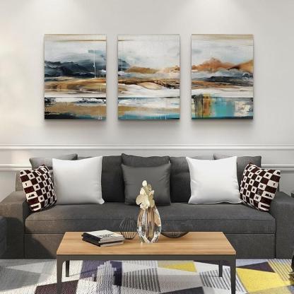 Abstract Mountain Forest Landscapes Canvas Wall Art Set-Original Frame
