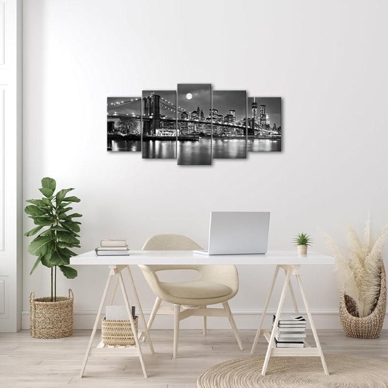 Brooklyn Bridge Full Moon Canvas Wall Art Set-Original Frame