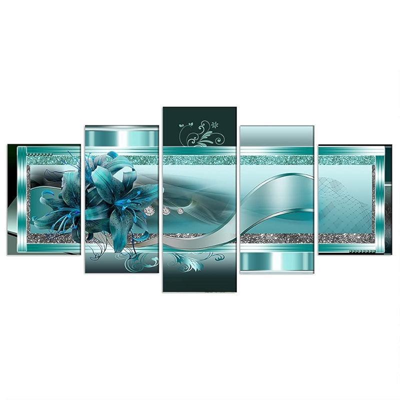 Orchid Flowers Canvas Print Abstract Floral Artwork-Original Frame