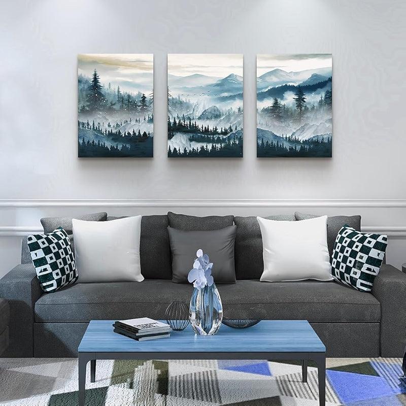 Abstract Mountain Forest Landscapes Canvas Wall Art Set-Original Frame