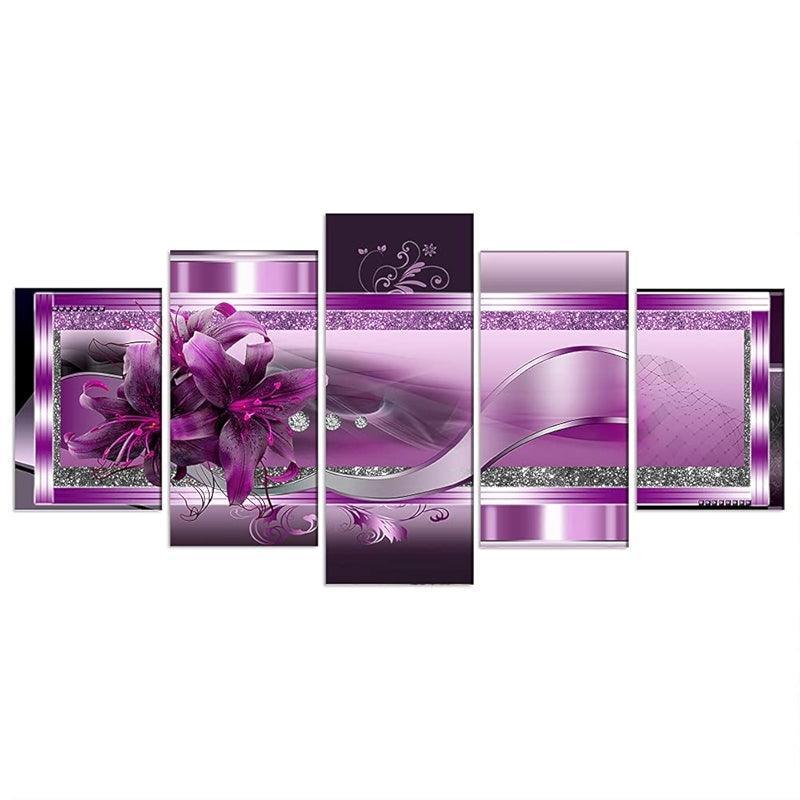 Orchid Flowers Canvas Print Abstract Floral Artwork-Original Frame