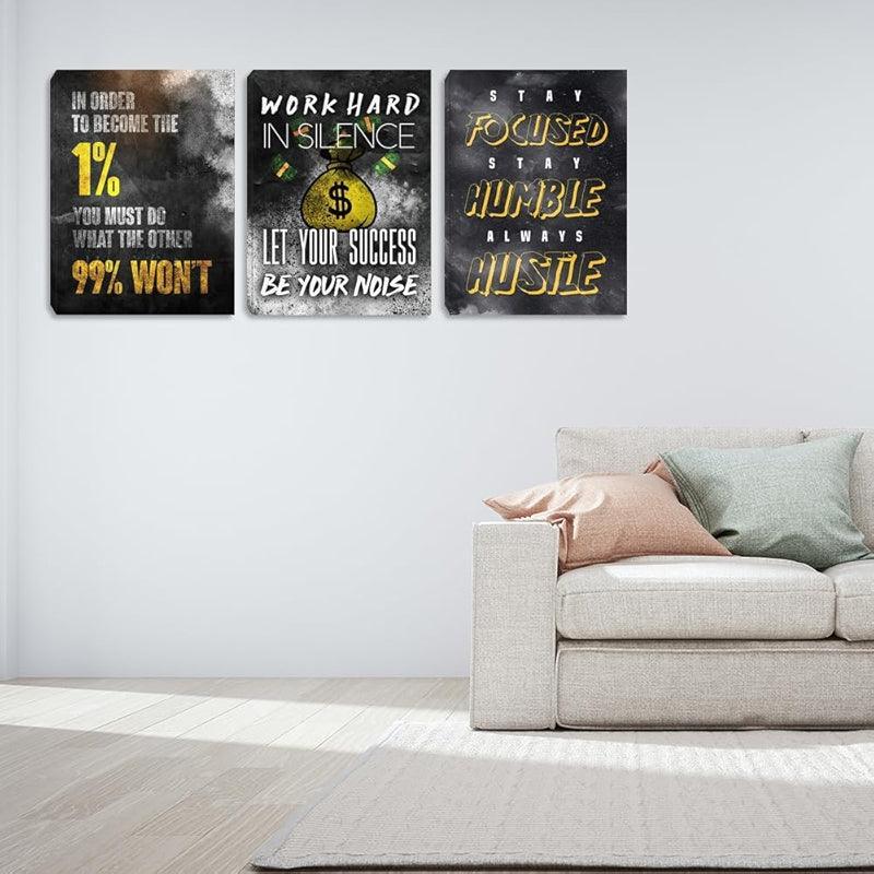 Inspirational Wall Art Canvas Set For Motivation And Success-Original Frame
