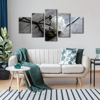 5 Pieces Floral Canvas Prints Wall Art Set-Original Frame