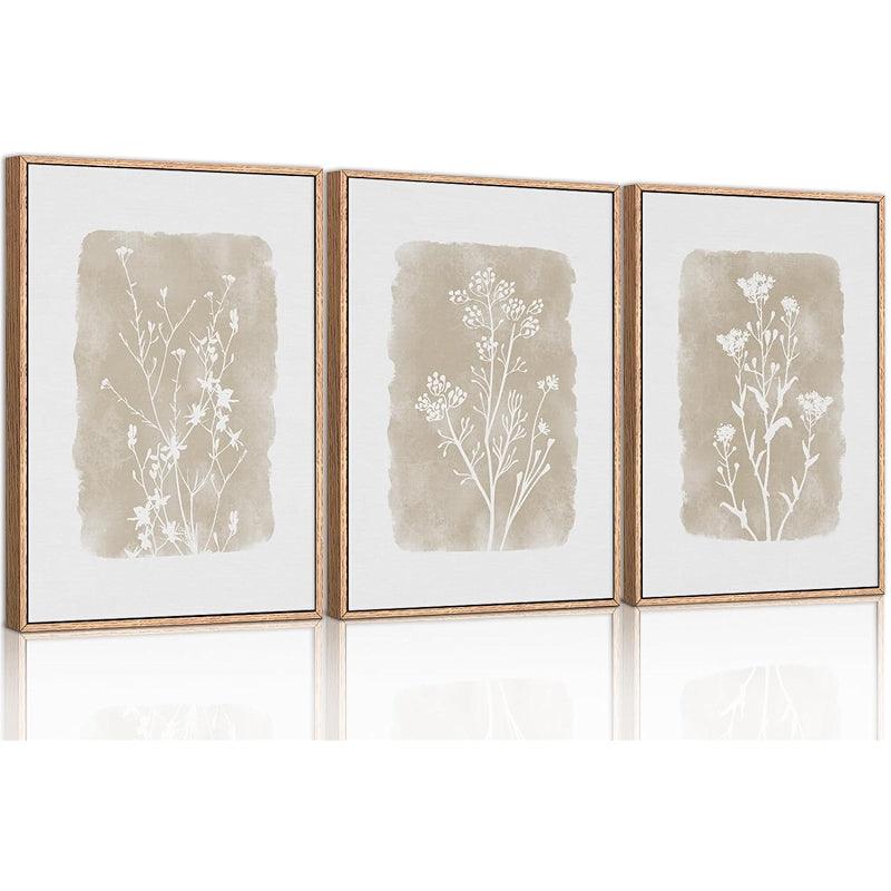 Boho Framed Canvas Wall Art Set Abstract Geometric Decor-Original Frame